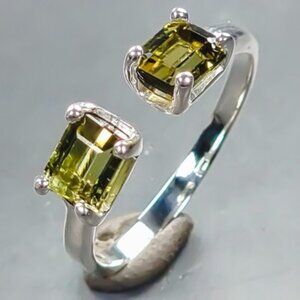 Ring Green Tourmaline 925 Freesize 9+